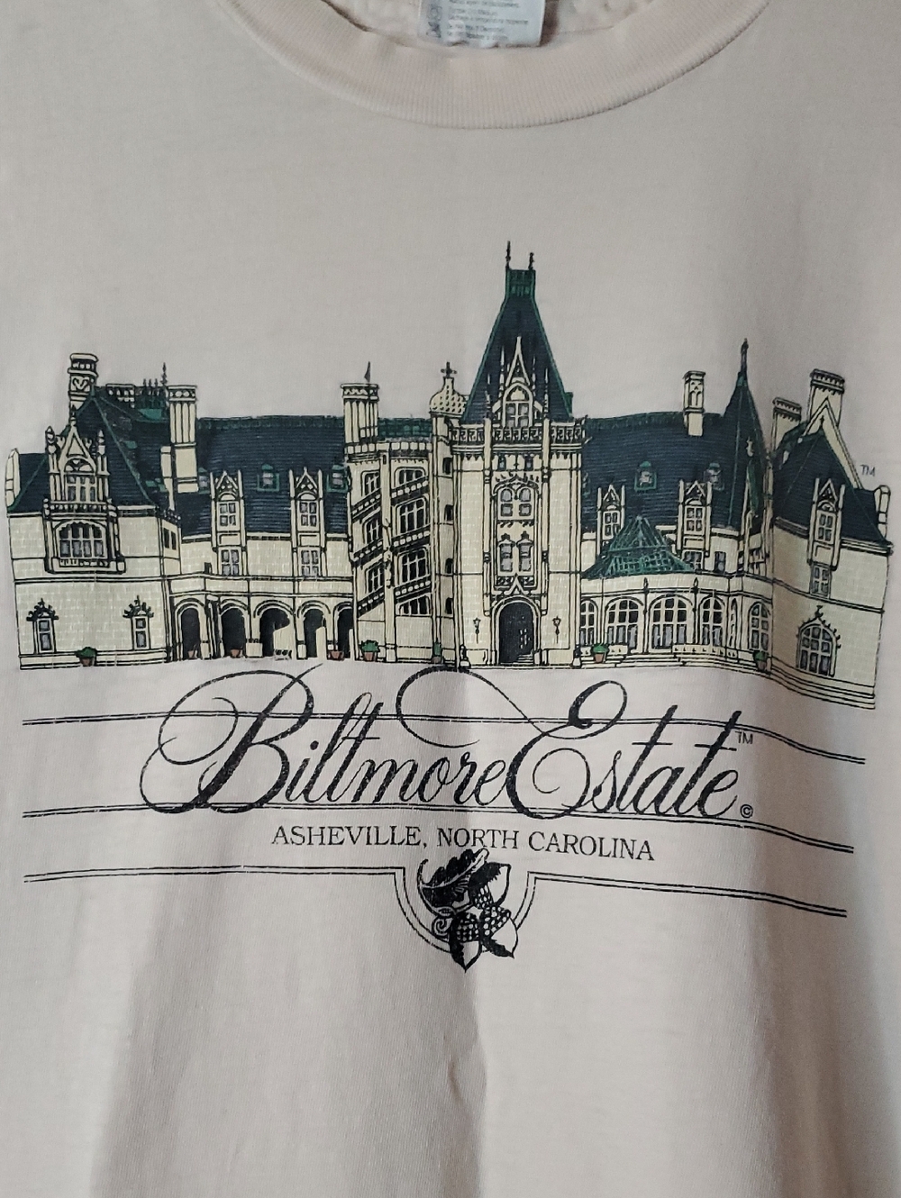 Vintage Single Stitch Hanes Beefy-T Builtmore Estate Crewneck Tee Size XL Travel - Picture 3 of 10